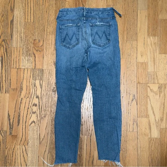 MOTHER The Looker Step Ankle Fray Jeans Despite Differences Denim Blue 27 - Picture 7 of 7